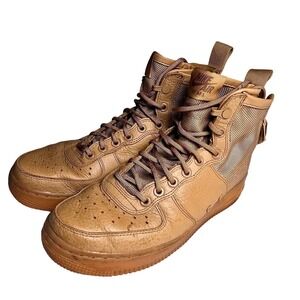 Nike SF Air Force 1 Mid Womens 7.5 Elemental Gold Gum AA3966-700Sneaker Boots